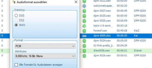 DSS-Dateien konvertieren mit Philips SpeechExec Pro